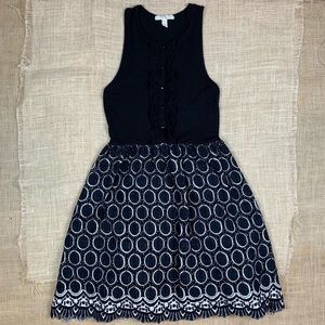 Weston Wear Dress 6 Sleeveless Black White Crochet